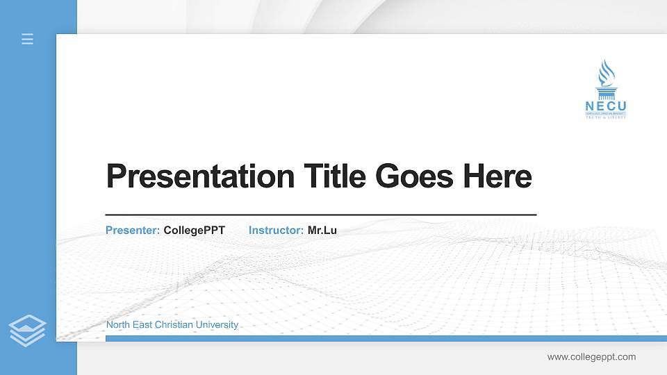 North East Christian University Thesis Proposal/Graduation Defense PPT Template16:9 ratio PPT effect preview image