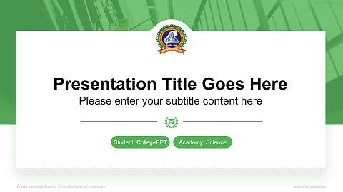Pandit Sundarlal Sharma (Open) University Chhatisgarh National Scholarship Defense PPT Template