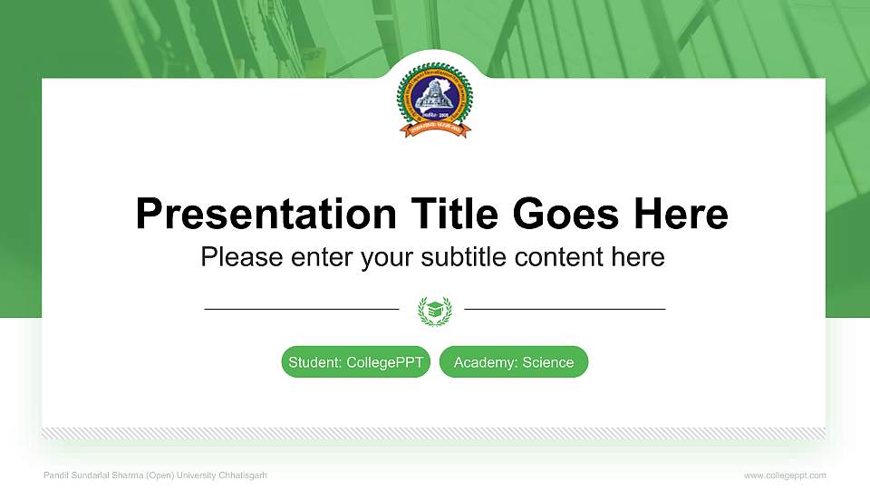 Pandit Sundarlal Sharma (Open) University Chhatisgarh National Scholarship Defense PPT Template16:9 ratio PPT effect preview image