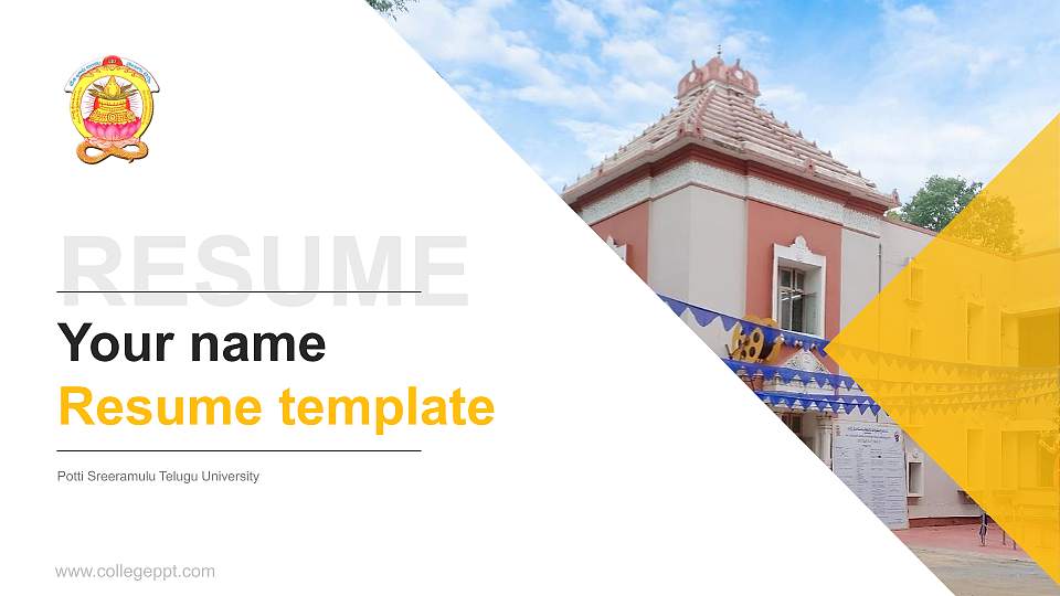 Potti Sreeramulu Telugu University Resume PPT Template16:9 ratio PPT effect preview image
