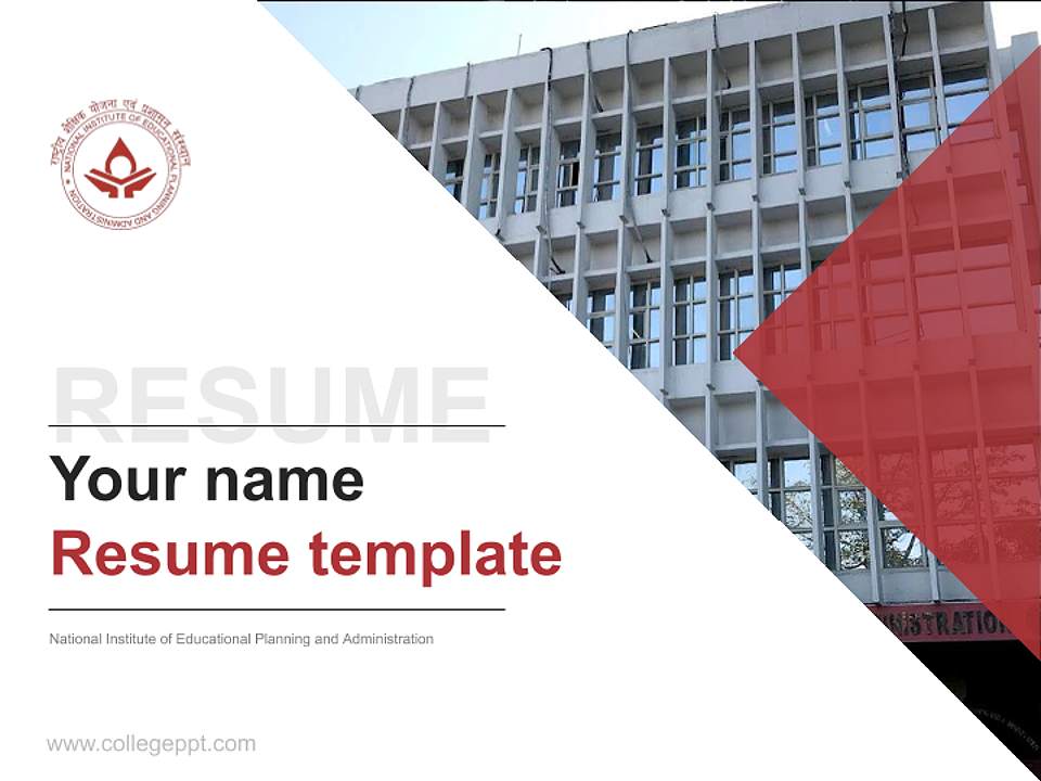 National Institute of Educational Planning and Administration Resume PPT Template4:3 ratio PPT effect preview image5
