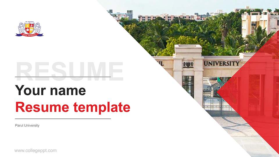 Parul University Resume PPT Template16:9 ratio PPT effect preview image