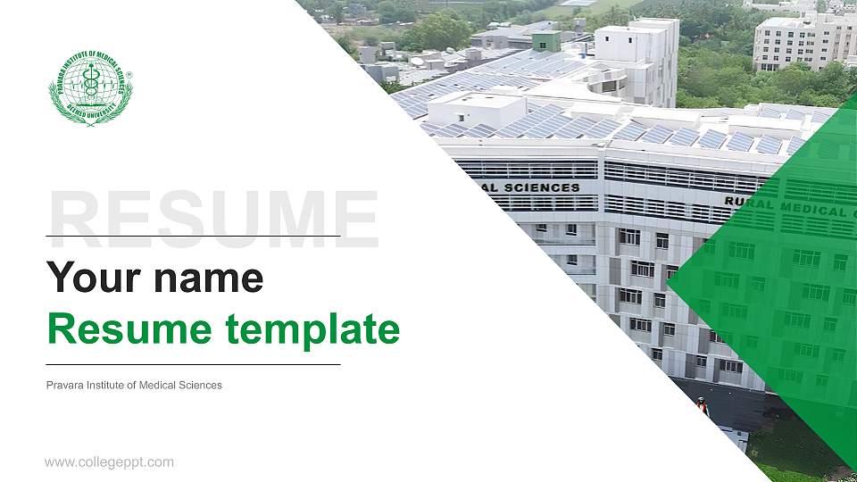 Pravara Institute of Medical Sciences Resume PPT Template16:9 ratio PPT effect preview image