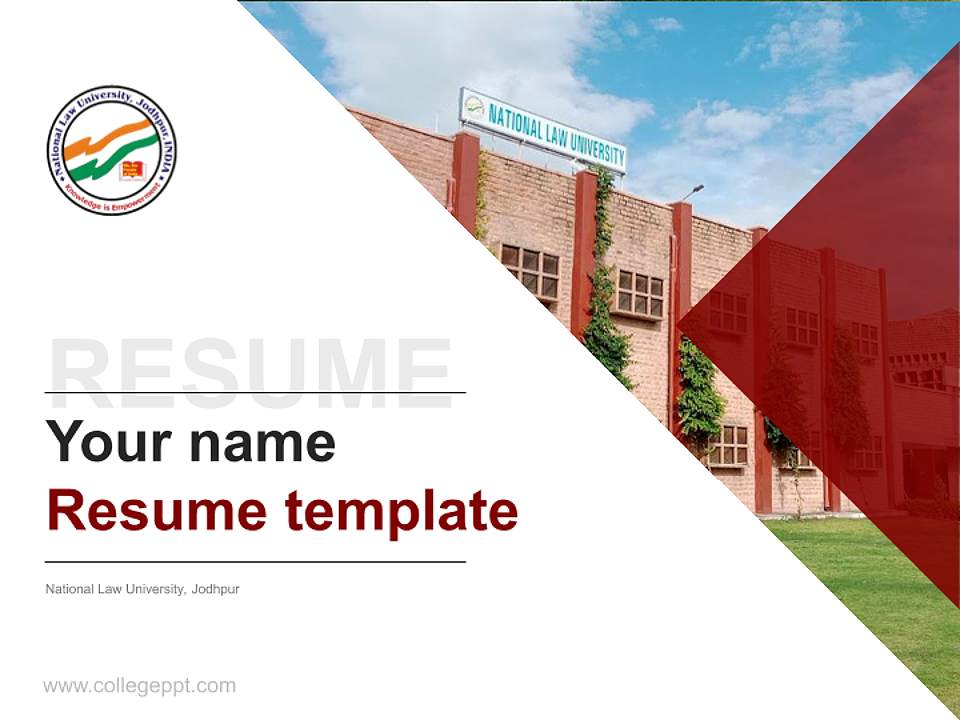 National Law University, Jodhpur Resume PPT Template4:3 ratio PPT effect preview image5