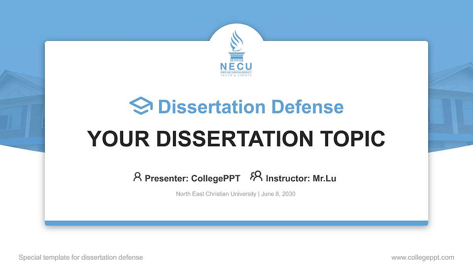 North East Christian University Graduation Thesis Defense PPT Template16:9 ratio PPT effect preview image1