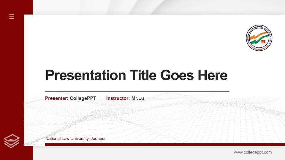 National Law University, Jodhpur Thesis Proposal/Graduation Defense PPT Template16:9 ratio PPT effect preview image