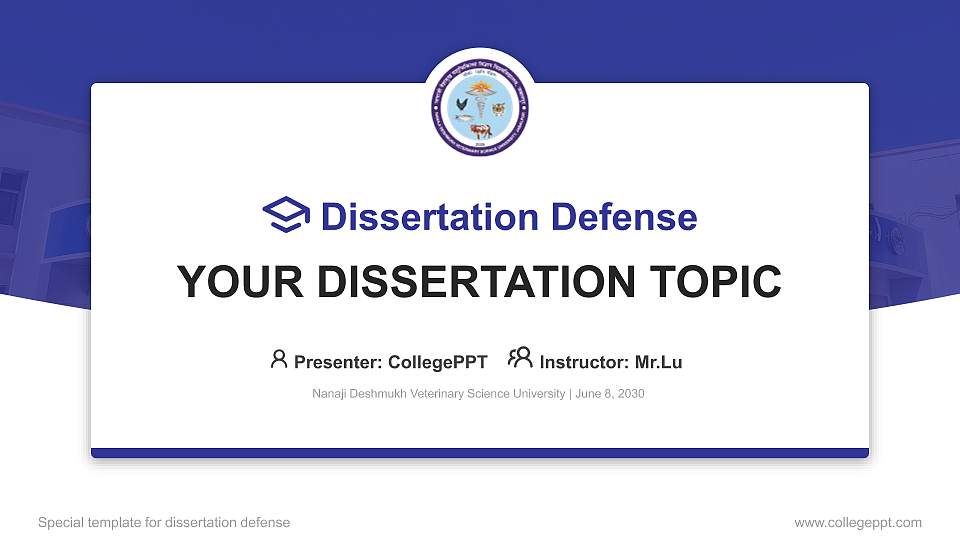 Nanaji Deshmukh Veterinary Science University Graduation Thesis Defense PPT Template16:9 ratio PPT effect preview image