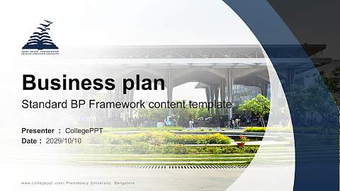 Presidency University, Bangalore Competition/Entrepreneurship Contest PPT Template