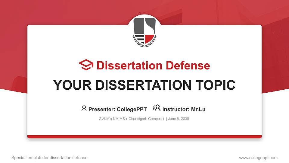 SVKM’s NMIMS（Chandigarh Campus） Graduation Thesis Defense PPT Template16:9 ratio PPT effect preview image1