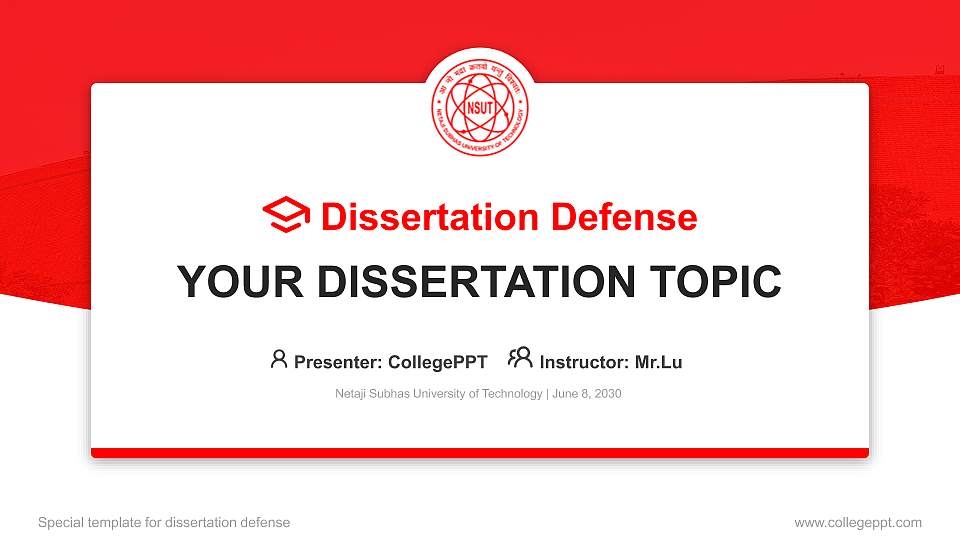 Netaji Subhas University of Technology Graduation Thesis Defense PPT Template16:9 ratio PPT effect preview image