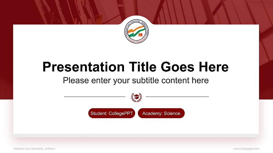 National Law University, Jodhpur National Scholarship Defense PPT Template16:9 ratio PPT effect preview image