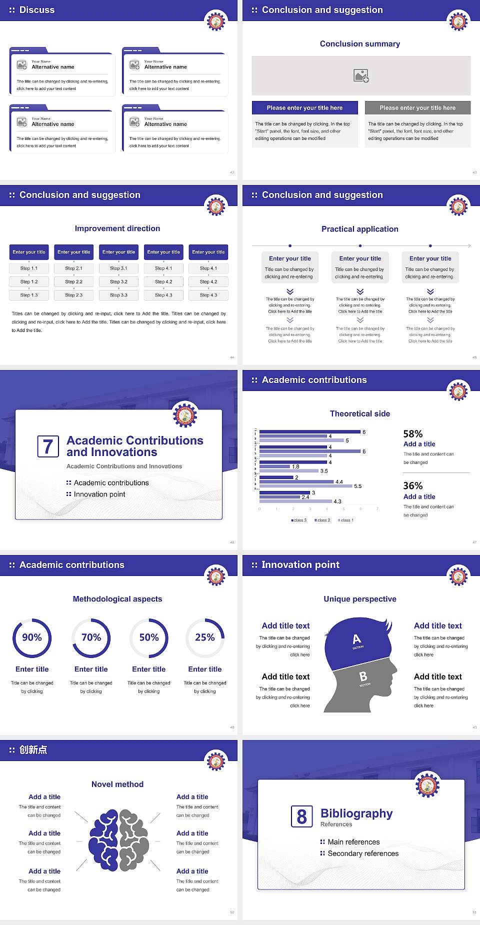 P.K. University Graduation Thesis Defense PPT Template4:3 ratio PPT effect preview image6