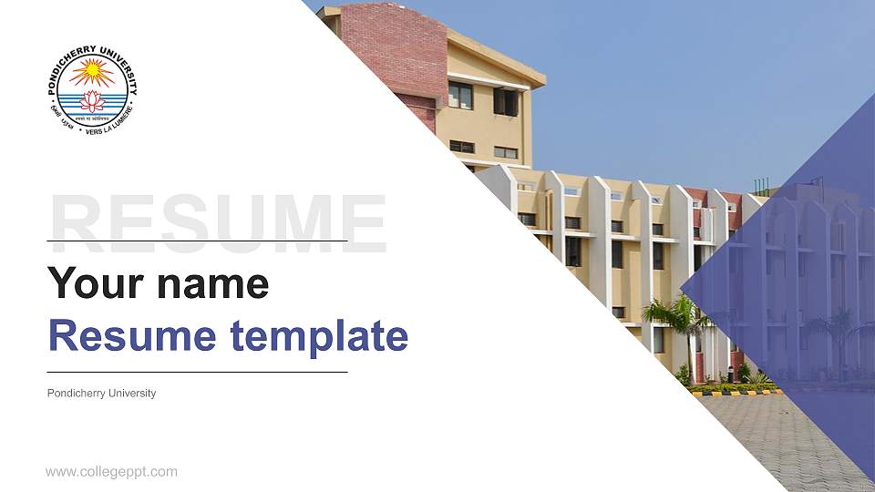 Pondicherry University Resume PPT Template16:9 ratio PPT effect preview image