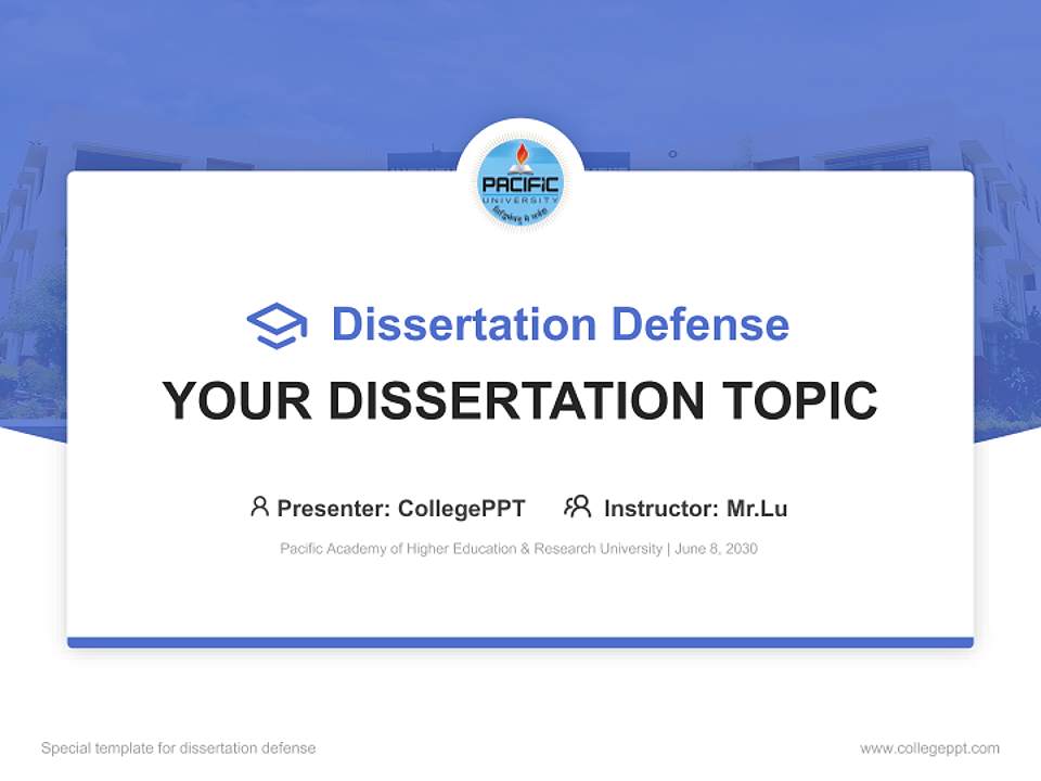 Pacific Academy of Higher Education & Research University Graduation Thesis Defense PPT Template4:3 ratio PPT effect preview image7