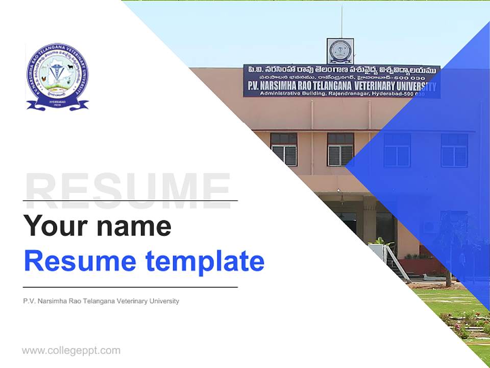 P.V. Narsimha Rao Telangana Veterinary University Resume PPT Template4:3 ratio PPT effect preview image5