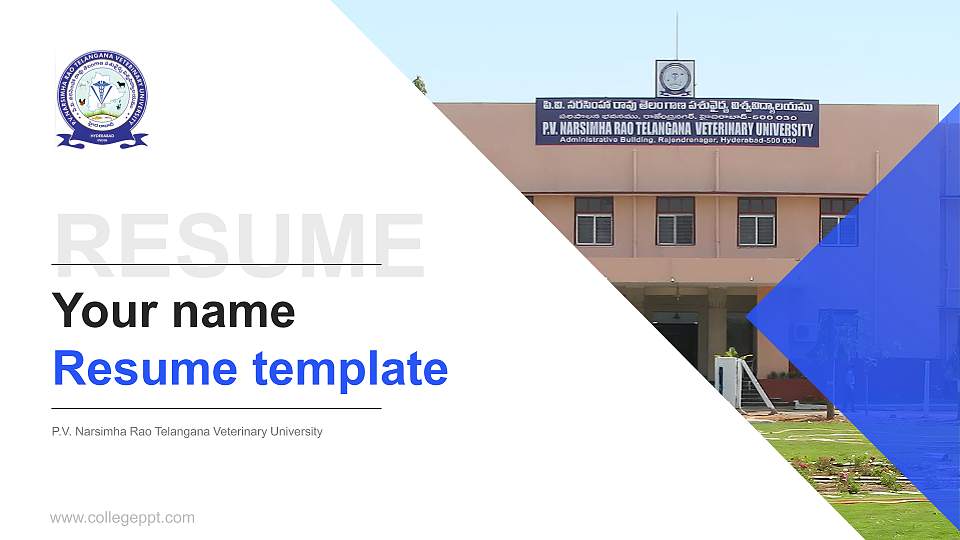 P.V. Narsimha Rao Telangana Veterinary University Resume PPT Template16:9 ratio PPT effect preview image
