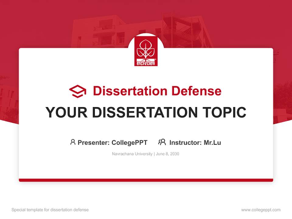 Navrachana University Graduation Thesis Defense PPT Template4:3 ratio PPT effect preview image7