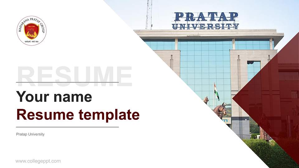 Pratap University Resume PPT Template16:9 ratio PPT effect preview image