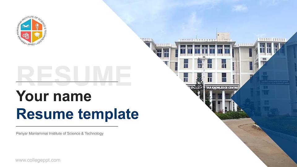 Periyar Maniammai Institute of Science & Technology Resume PPT Template16:9 ratio PPT effect preview image