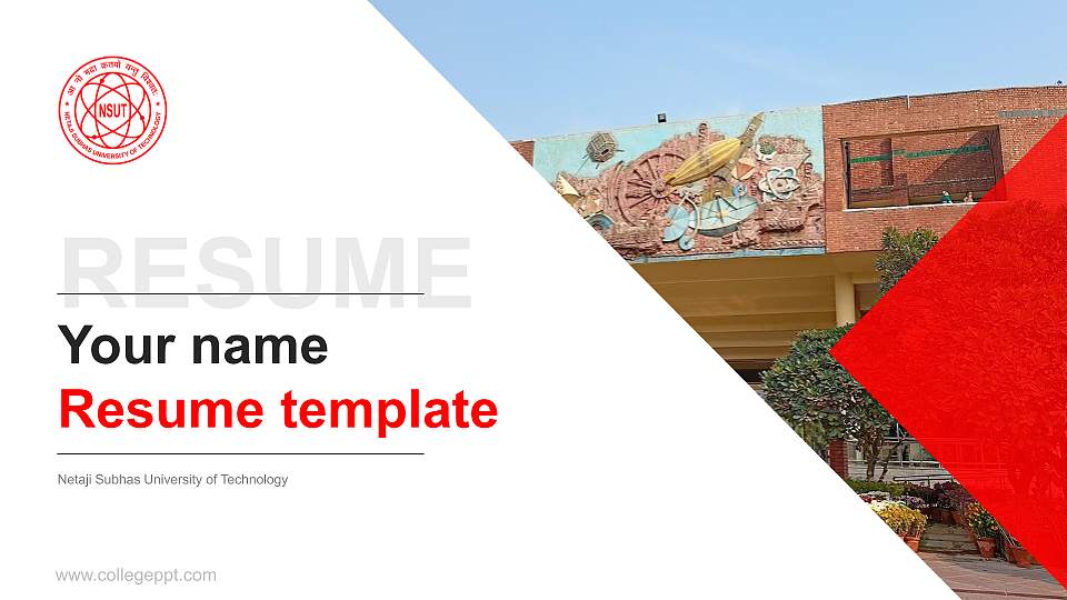 Netaji Subhas University of Technology Resume PPT Template16:9 ratio PPT effect preview image