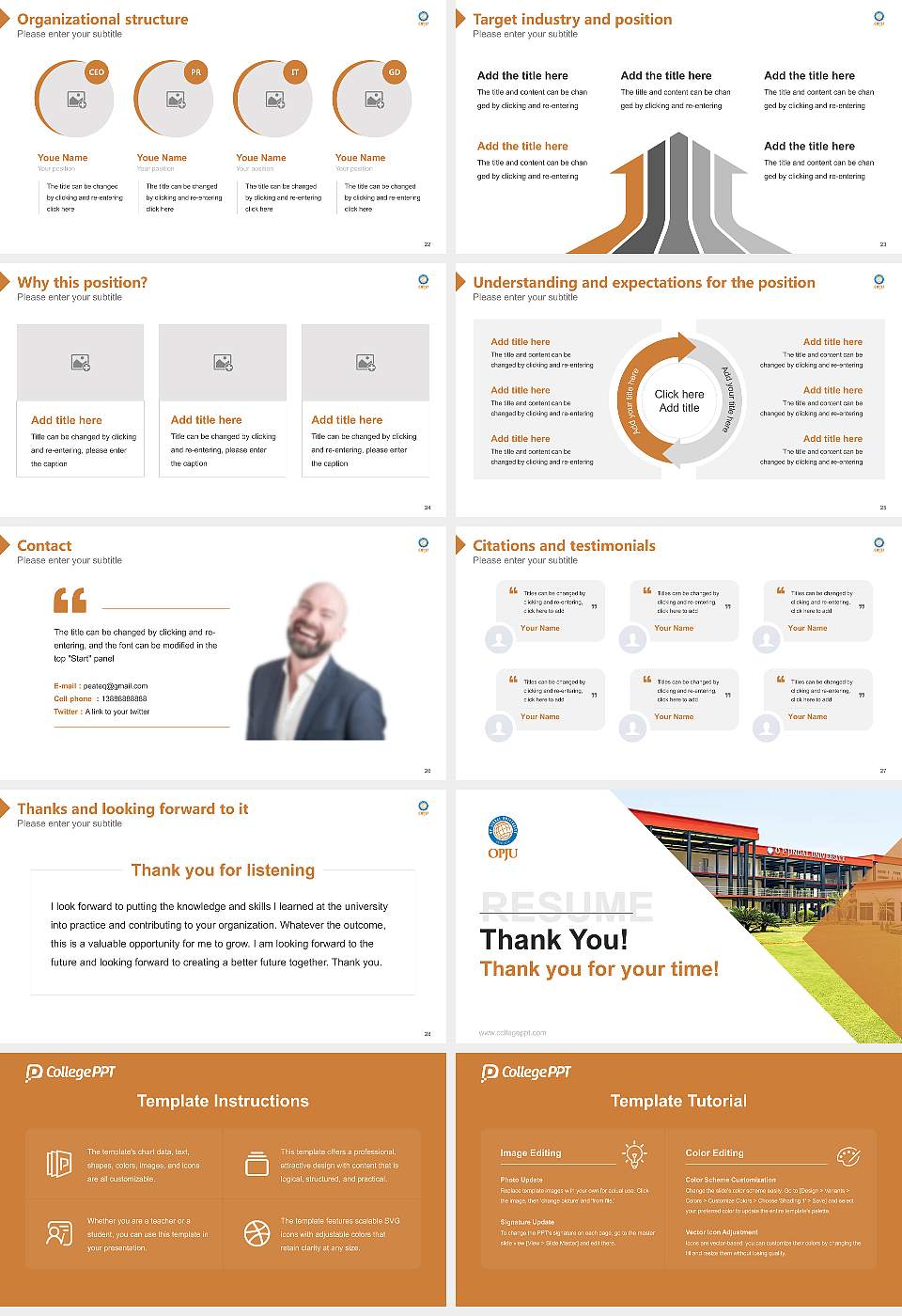 O.P. Jindal University Resume PPT Template16:9 ratio PPT effect preview image4