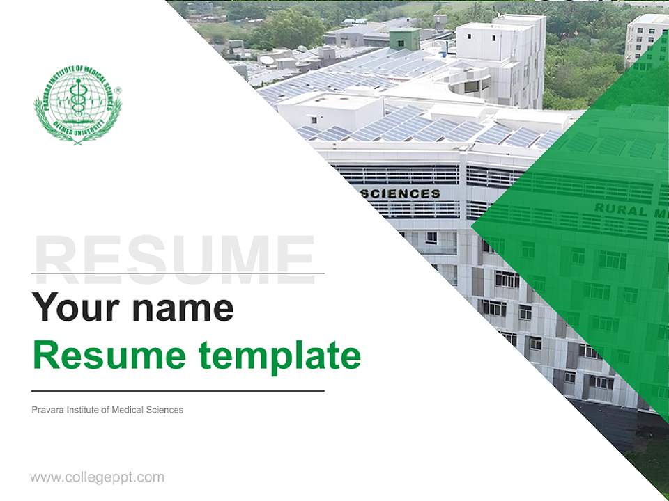 Pravara Institute of Medical Sciences Resume PPT Template4:3 ratio PPT effect preview image5