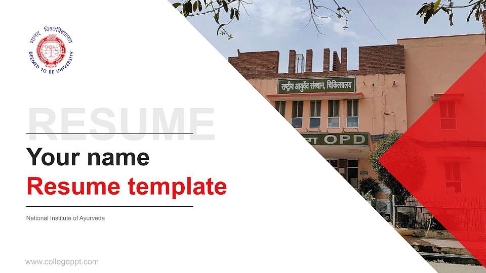National Institute of Ayurveda Resume PPT Template16:9 ratio PPT effect preview image