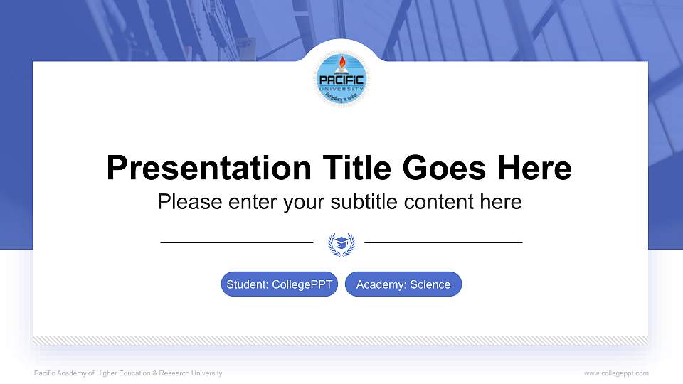 Pacific Academy of Higher Education & Research University National Scholarship Defense PPT Template16:9 ratio PPT effect preview image