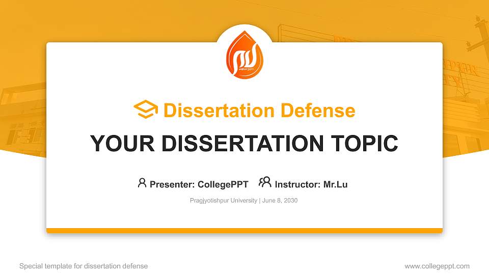 Pragjyotishpur University Graduation Thesis Defense PPT Template16:9 ratio PPT effect preview image
