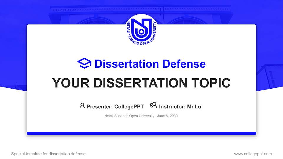 Netaji Subhash Open University Graduation Thesis Defense PPT Template16:9 ratio PPT effect preview image