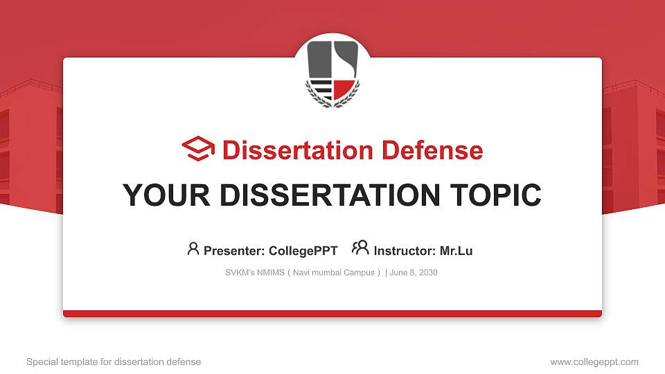 SVKM’s NMIMS（Navi mumbai Campus） Graduation Thesis Defense PPT Template16:9 ratio PPT effect preview image