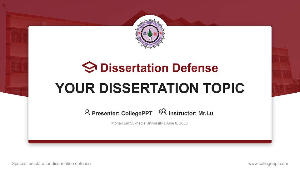 Mohan Lal Sukhadia University Graduation Thesis Defense PPT Template16:9 ratio PPT effect preview image