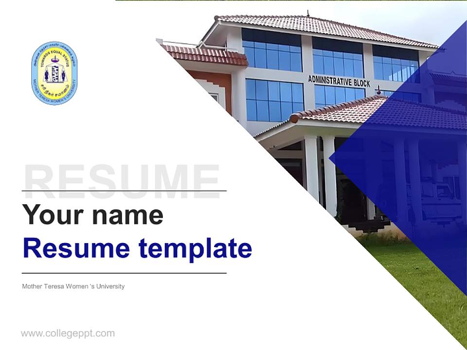 Mother Teresa Women ‘s University Resume PPT Template4:3 ratio PPT effect preview image5