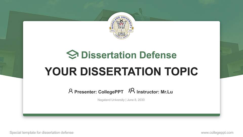 Nagaland University Graduation Thesis Defense PPT Template16:9 ratio PPT effect preview image