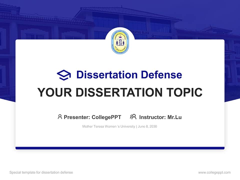 Mother Teresa Women ‘s University Graduation Thesis Defense PPT Template4:3 ratio PPT effect preview image7