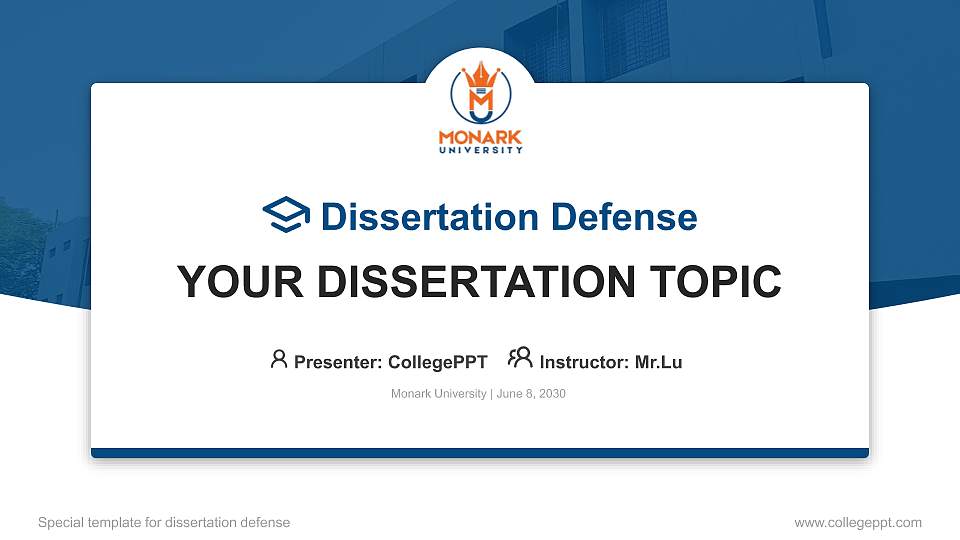 Monark University Graduation Thesis Defense PPT Template16:9 ratio PPT effect preview image