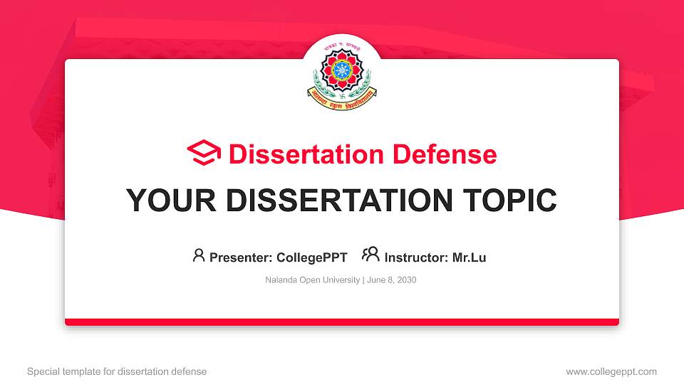 Nalanda Open University Graduation Thesis Defense PPT Template16:9 ratio PPT effect preview image