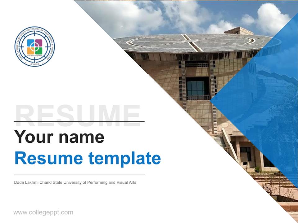 Dada Lakhmi Chand State University of Performing and Visual Arts Resume PPT Template4:3 ratio PPT effect preview image5