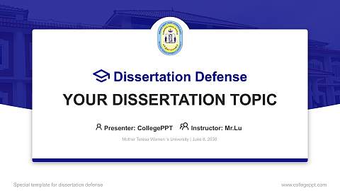 Mother Teresa Women ‘s University Graduation Thesis Defense PPT Template