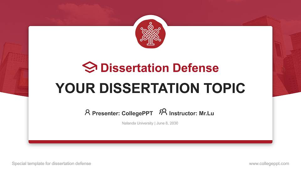Nalanda University Graduation Thesis Defense PPT Template16:9 ratio PPT effect preview image