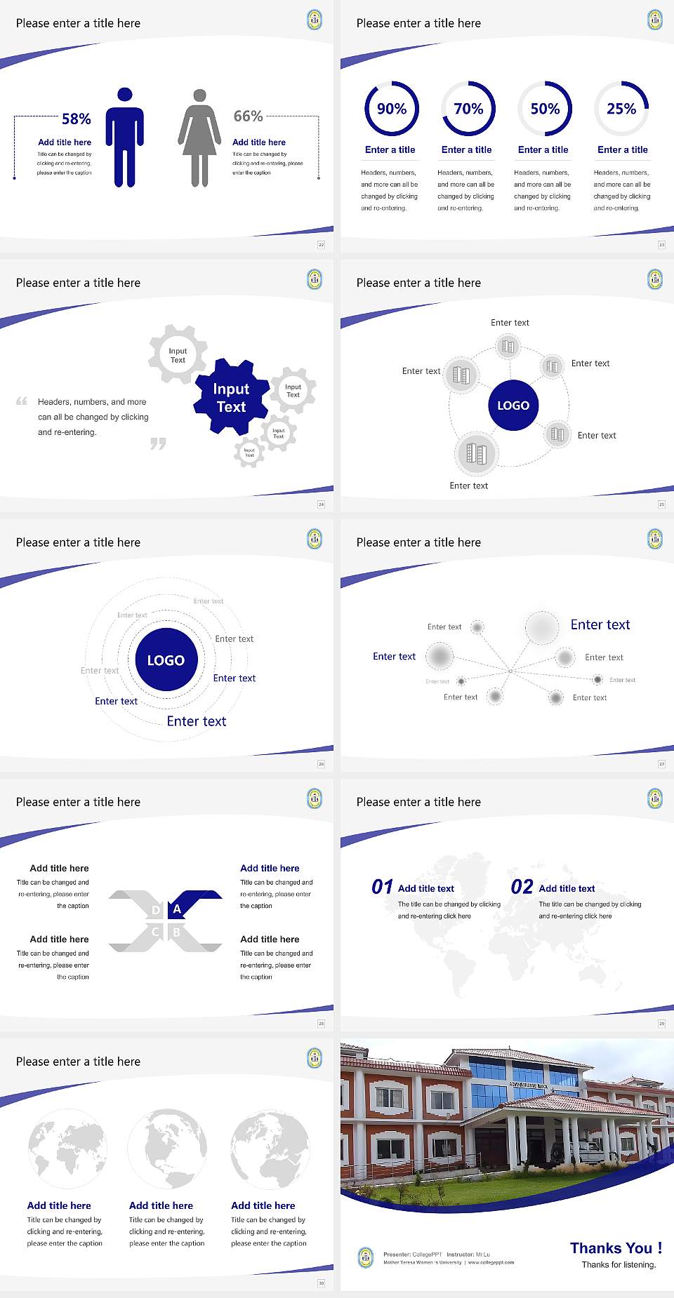 Mother Teresa Women ‘s University Course/Courseware Creation PPT Template4:3 ratio PPT effect preview image4
