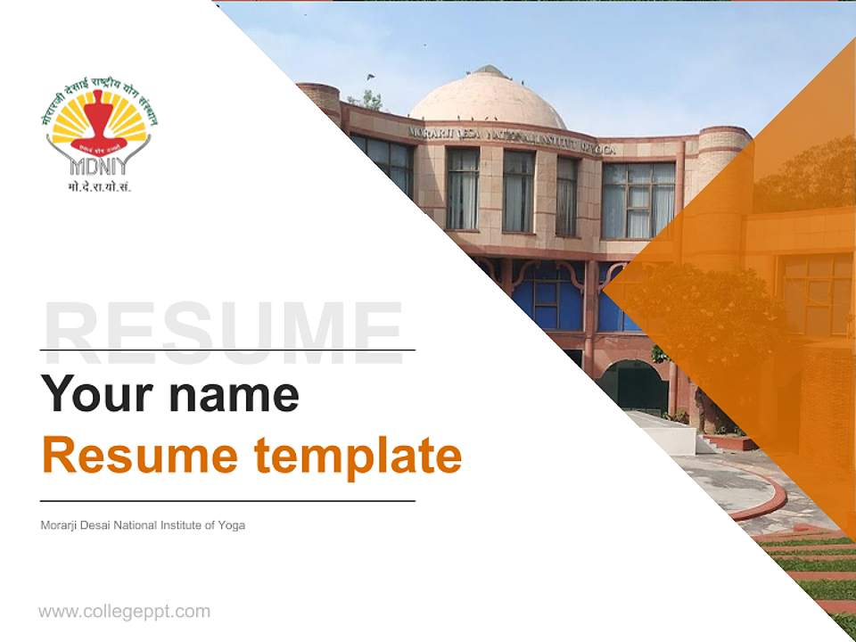 Morarji Desai National Institute of Yoga Resume PPT Template4:3 ratio PPT effect preview image5
