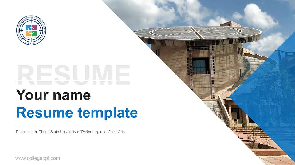 Dada Lakhmi Chand State University of Performing and Visual Arts Resume PPT Template16:9 ratio PPT effect preview image