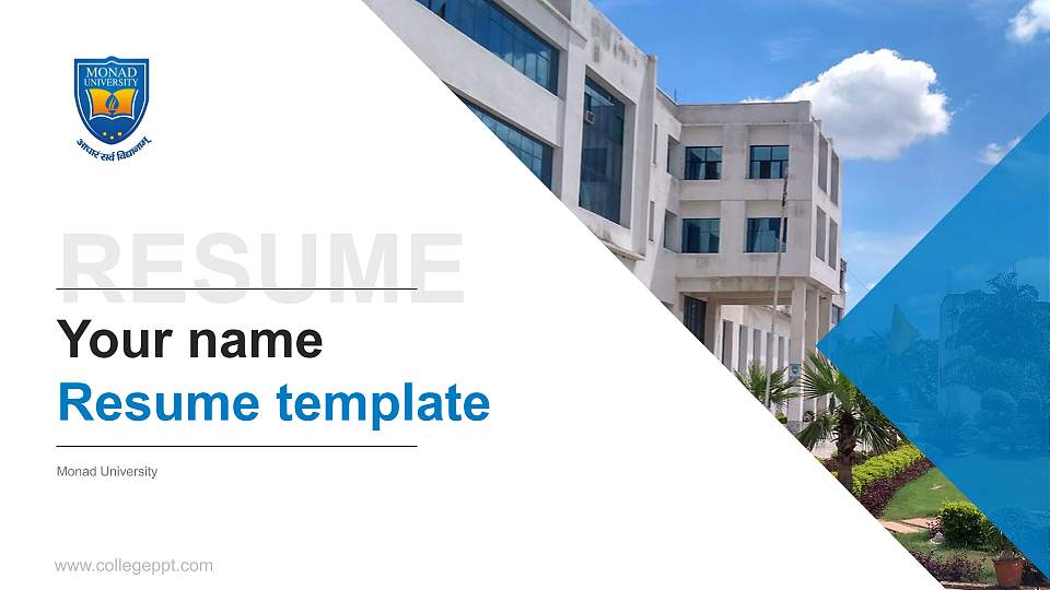 Monad University Resume PPT Template16:9 ratio PPT effect preview image1