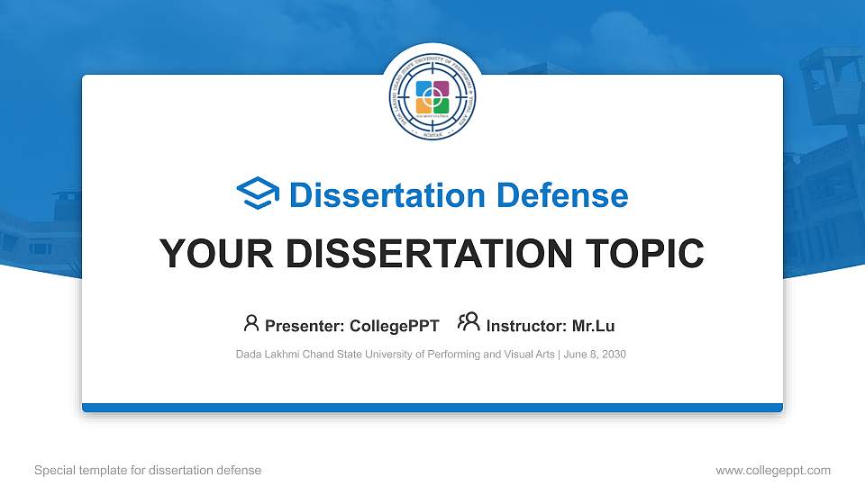 Dada Lakhmi Chand State University of Performing and Visual Arts Graduation Thesis Defense PPT Template16:9 ratio PPT effect preview image