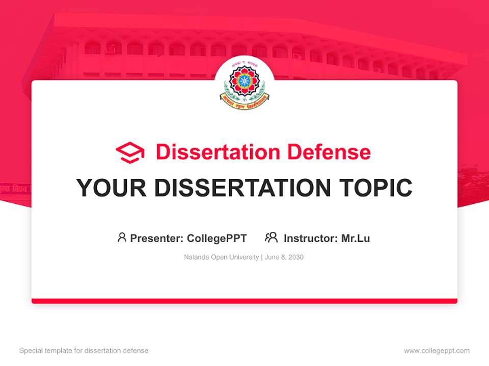 Nalanda Open University Graduation Thesis Defense PPT Template4:3 ratio PPT effect preview image7