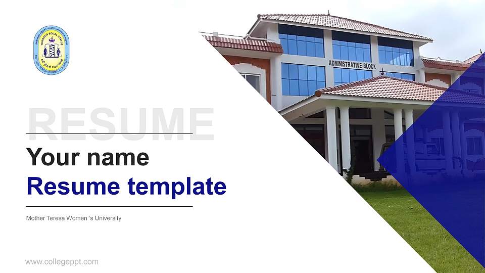 Mother Teresa Women ‘s University Resume PPT Template16:9 ratio PPT effect preview image