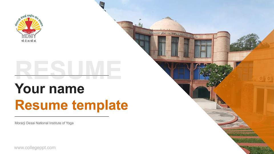 Morarji Desai National Institute of Yoga Resume PPT Template16:9 ratio PPT effect preview image