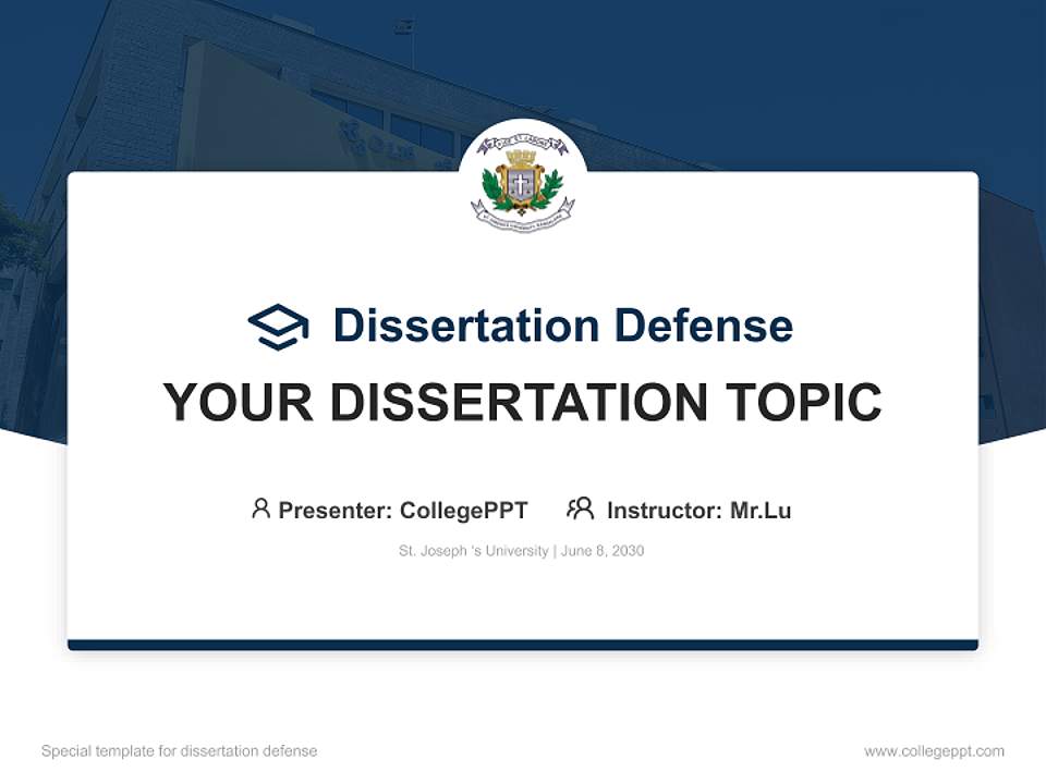 St. Joseph ‘s University Graduation Thesis Defense PPT Template4:3 ratio PPT effect preview image7