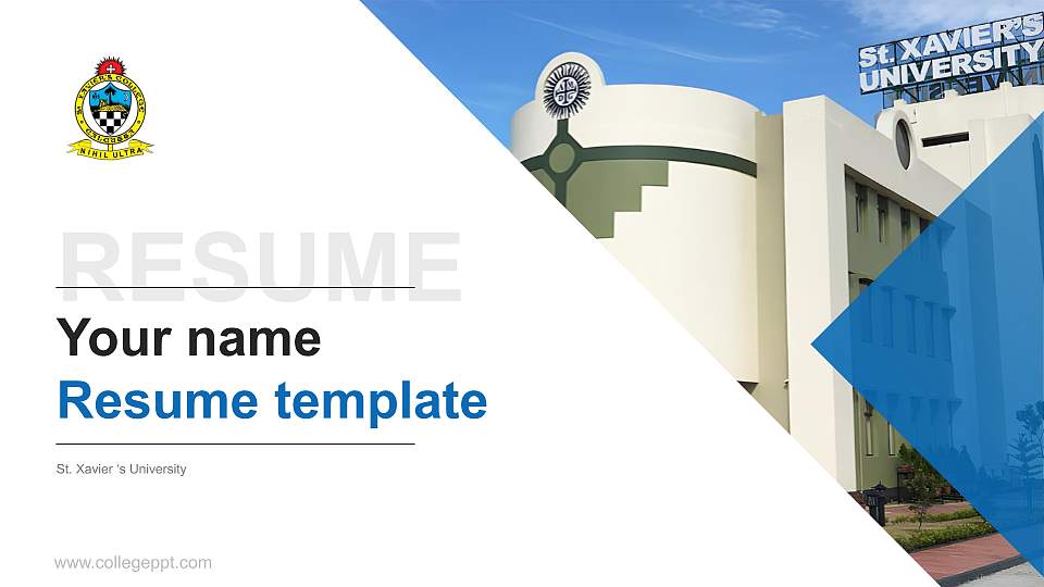 St. Xavier ‘s University Resume PPT Template16:9 ratio PPT effect preview image